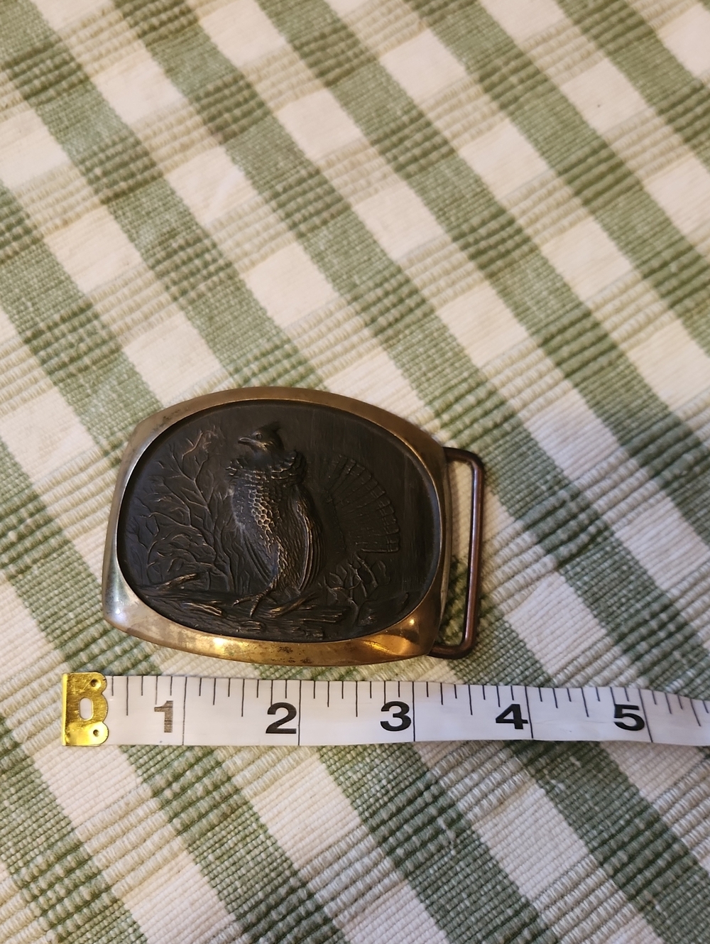 Vintage Bronze Belt Buckle Grouse 1978 Shallizar SL Knight Sculpture Hunter Gift - Picture 8 of 9